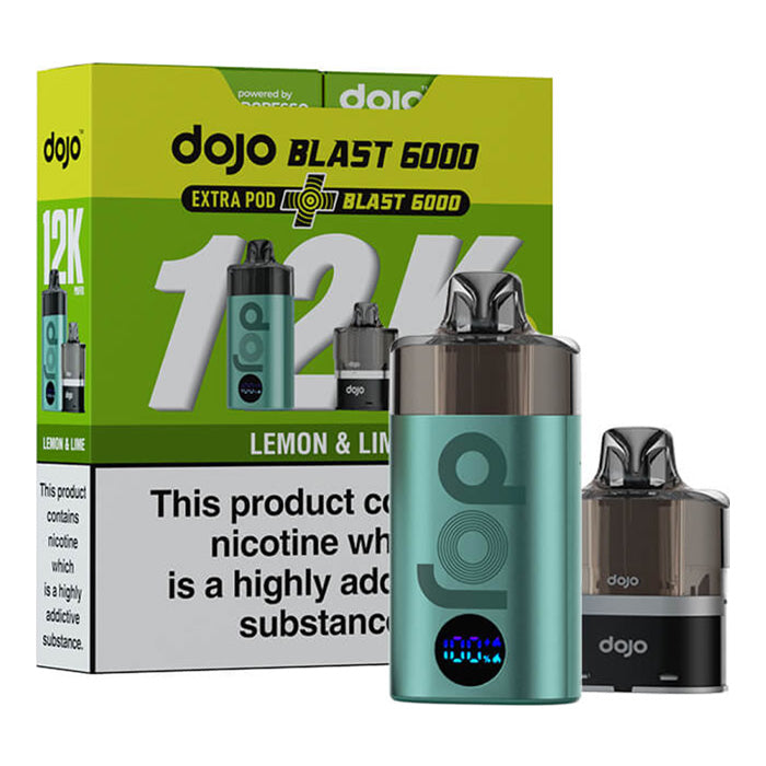Lemon Lime Vaporesso Dojo Blast 12K Prefilled Pod Kit and Box