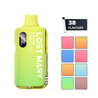 Lost Mary BM6000 Dispoable Vape with eight squares showcasing eight out of the thirty eight available flavours