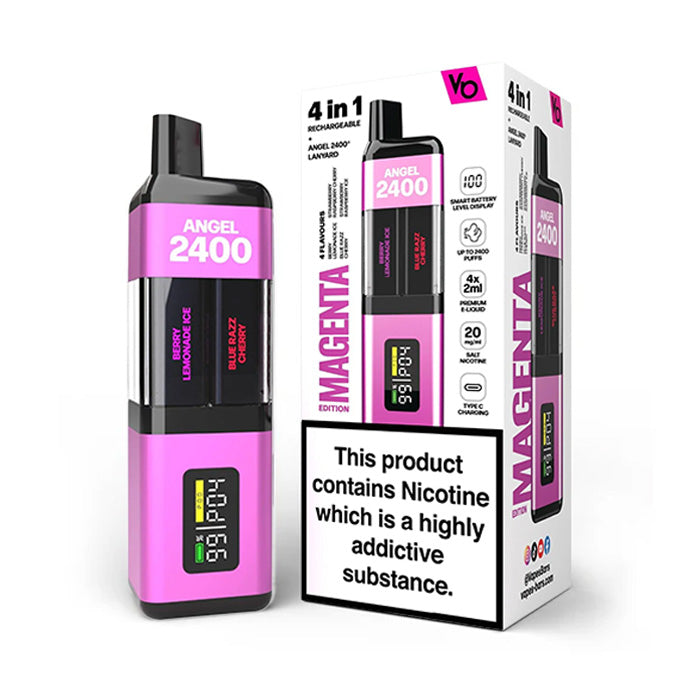 Magenta Edition Vapes Bars Angel 2400 Starter Kit and Box