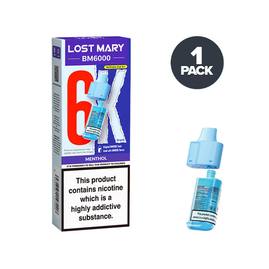 Menthol Lost Mary BM6000 Prefilled Pod and Box