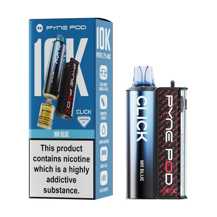 Mr Blue Pyne Pod Click 10K Prefilled Pod Kit and Box