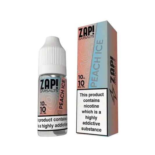 Peach Ice 10ml Nic Salt E-Liquid by Zap Bar Salts