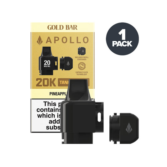 Pineapple Ice Gold Bar Apollo 20K Tank and Refill Pod with Box