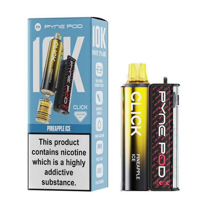 Pineapple Ice Pyne Pod Click 10K Prefilled Pod Kit and Box