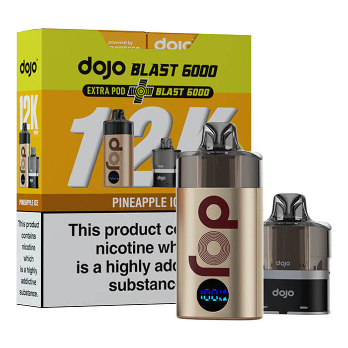 Pineapple Ice Vaporesso Dojo Blast 12K Prefilled Pod Kit and Box