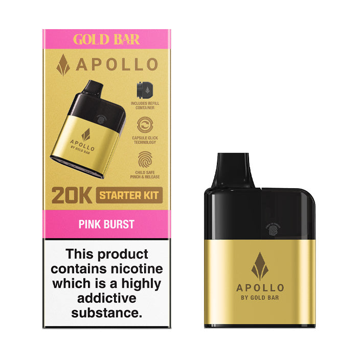 Gold Bar Apollo 20K Starter Vape Kit | Device + 2ml Tank + 5ml Refill Pod Gold Bar Apollo 20K Starter Vape Kit | Device + 2ml Tank + 5ml Refill Pod