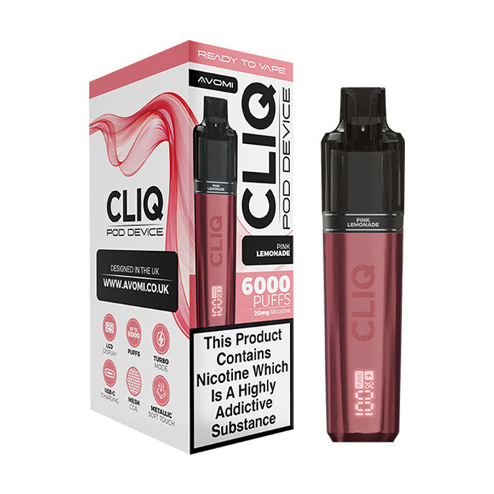 Pink Lemonade Avomi Cliq 6000 Pod Kit and Box