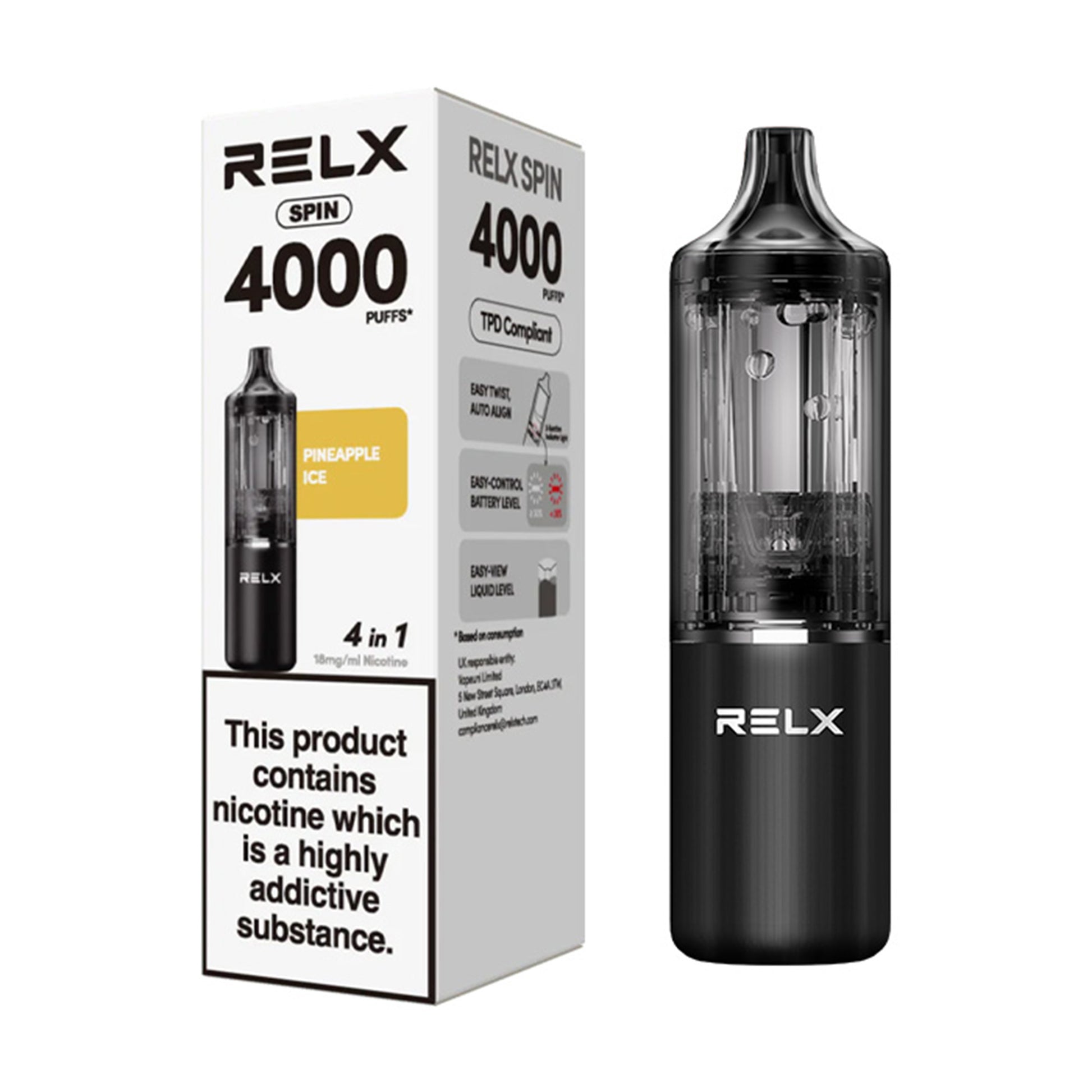RELX Spin 4in1 Starter Vape Kit | 4000 Puff Rechargeable Vape RELX Spin 4in1 Starter Vape Kit | 4000 Puff Rechargeable Vape