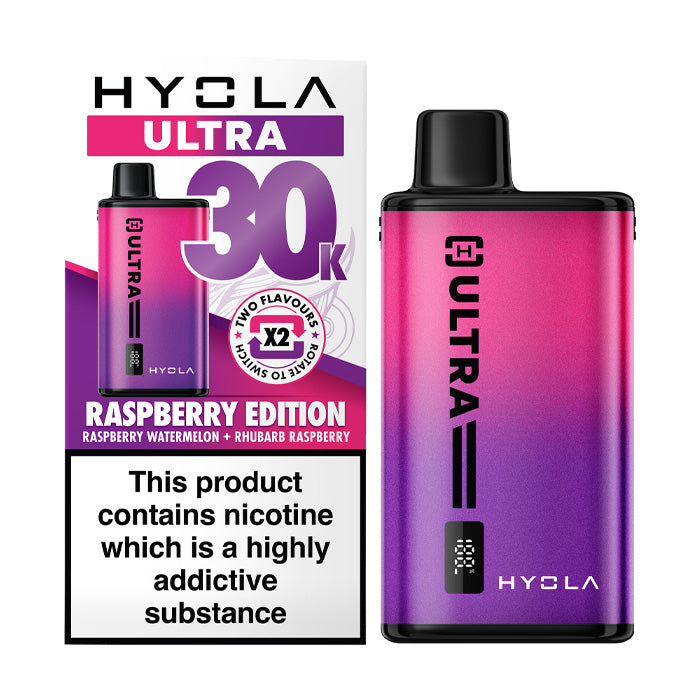 Raspberry Edition Hyola Ultra 30K Prefilled Pod Kit and Box