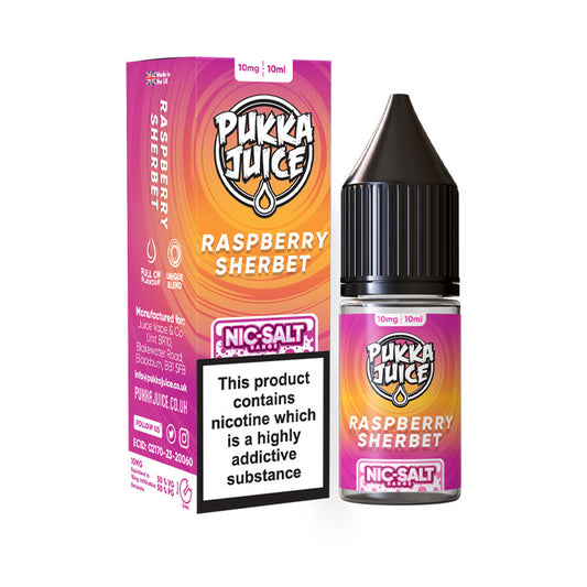 Raspberry Sherbet 10ml Nic Salt E-Liquid by Pukka Juice