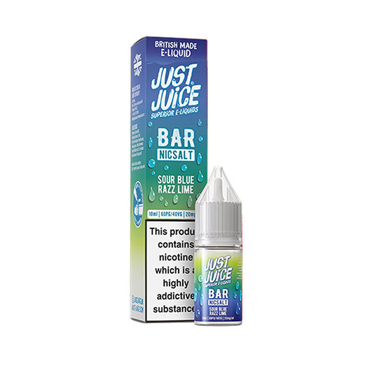Sour Blue Razz Lime 10ml Nic Salt E-Liquid by Just Juice Bar Salt