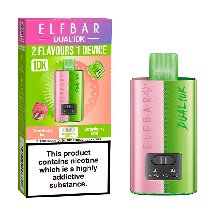 Strawberry Edition Elf Bar Dual 10K Prefilled Pod Kit and Box