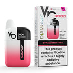 Strawberry Ice Vapes Bars Diamond 3000 Prefilled Vape Kit and Box