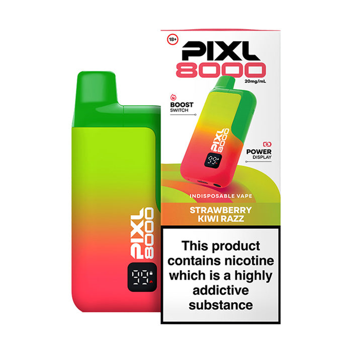 Strawberry Kiwi Razz PIXL 8000 Prefilled Pod Kit and Box