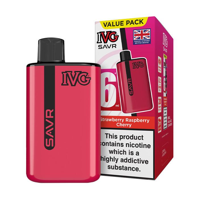 Strawberry Raspberry Cherry IVG SAVR Starter Vape Kit and Box