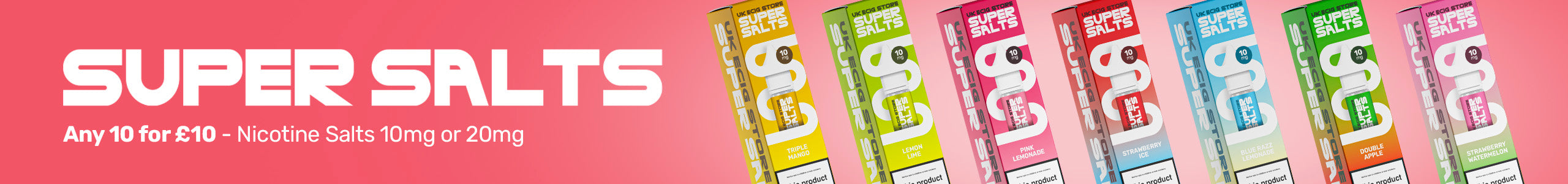 Super Salts nicotine product packaging with cartoon characters on a pink background