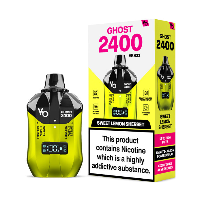 Sweet Lemon Sherbet Vapes Bar Ghost 2400 Disposable