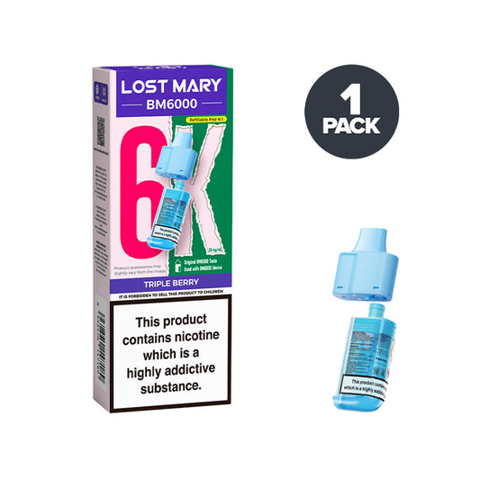 Triple Berry Lost Mary BM6000 Prefilled Pod and Box