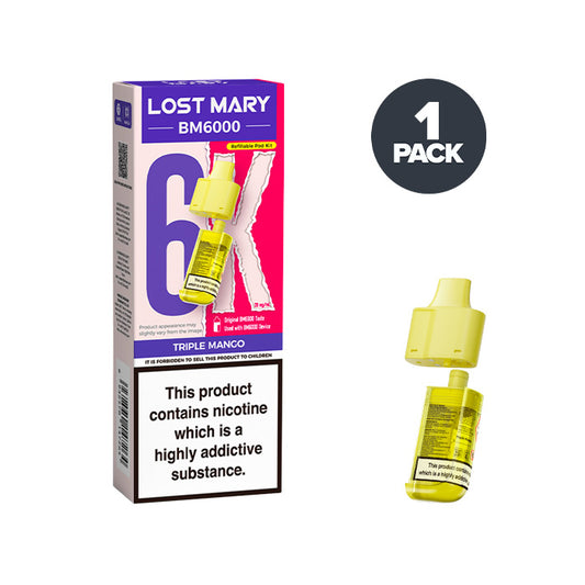 Triple Mango Lost Mary BM6000 Prefilled Pod and Box