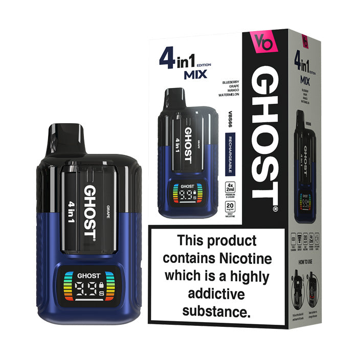Vapes Bars Ghost 4in1 Starter Vape Kit | Uses 4 x Pre-filled Pods Vapes Bars Ghost 4in1 Starter Vape Kit | Uses 4 x Pre-filled Pods