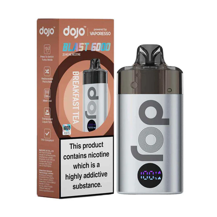 Breakfast Tea Vaporesso Dojo Blast 6000 Prefilled Pod Kit and Box