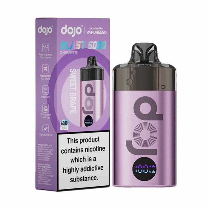 Sweet Grape Vaporesso Dojo Blast 6000 Prefilled Pod Kit and Box