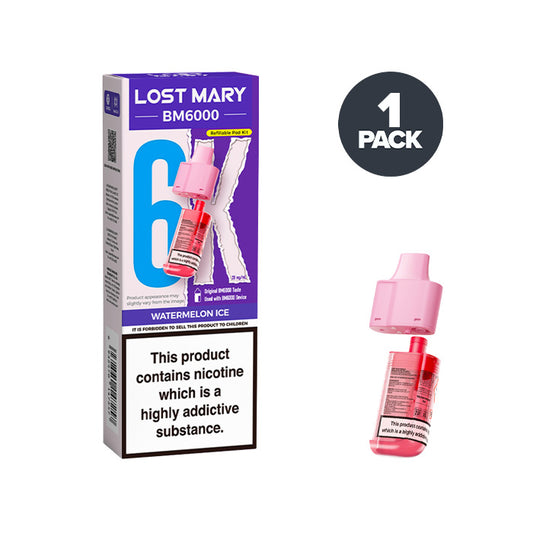 Watermelon Ice Lost Mary BM6000 Prefilled Pod and Box