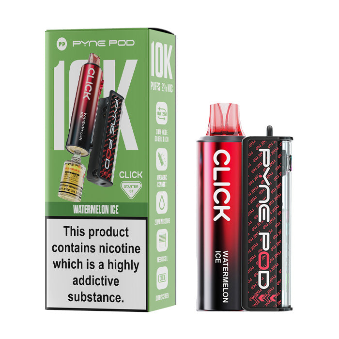 Watermelon Ice Pyne Pod Click 10K Prefilled Pod Kit and Box
