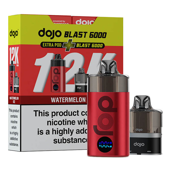 Watermelon Ice Vaporesso Dojo Blast 12K Prefilled Pod Kit and Box