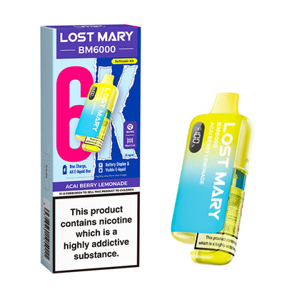 Acai Berry Lemonade Lost Mary BM6000 Prefilled Pod Kit and Box