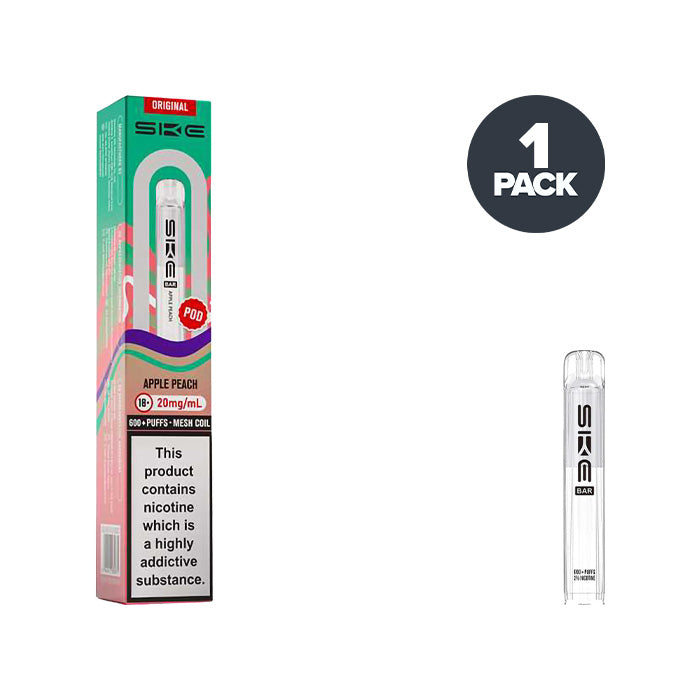 Apple Peach SKE Bar 600 Prefilled Pod and Box