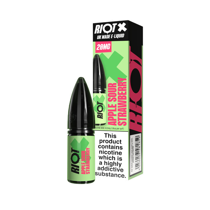 Apple Sour Strawberry Riot X 10ml Nic Salt E-Liquid and Box
