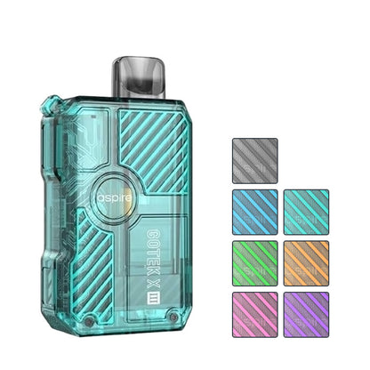 Aspire Gotek X III Kit  with seven squares showcasing seven out of the 7 available colours