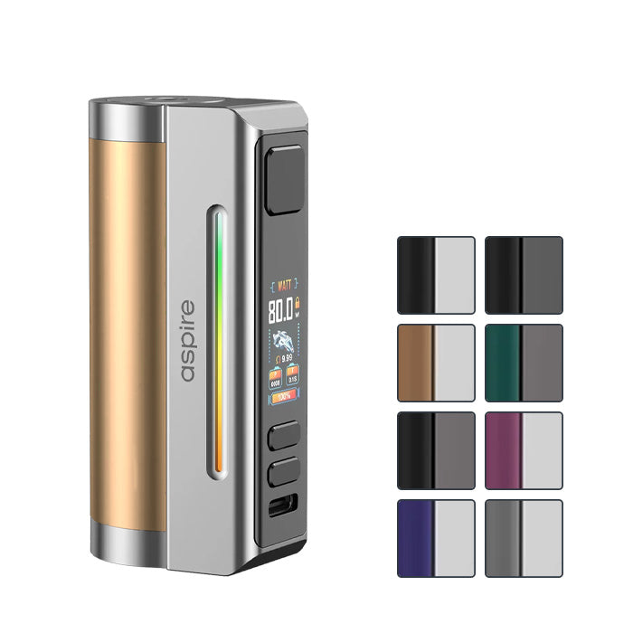 Aspire Zelos M80 Mod with eight squares showcasing eight out of the 8 available colours