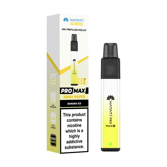 Banana Ice Hayati Pro Max S1 Prefilled Pod Kit and Box