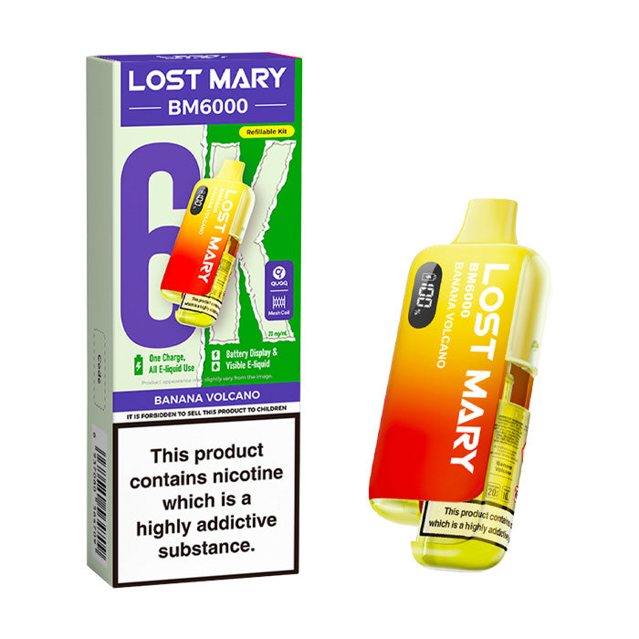 Banana Volcano Lost Mary BM6000 Prefilled Pod Kit and Box