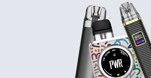 Three vaping devices on a light gray background