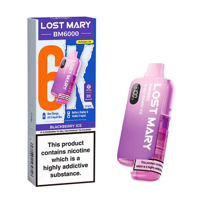 Blackberry Ice Lost Mary BM6000 Prefilled Pod Kit and Box