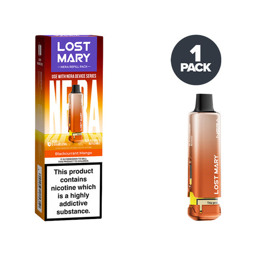 Blackcurrant Mango Lost Mary Nera 15000 puff refill pack and box