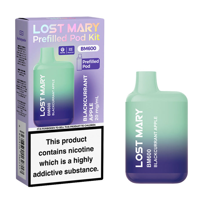 Blackcurrant Apple Lost Mary BM600 Prefilled Pod Kit and Box