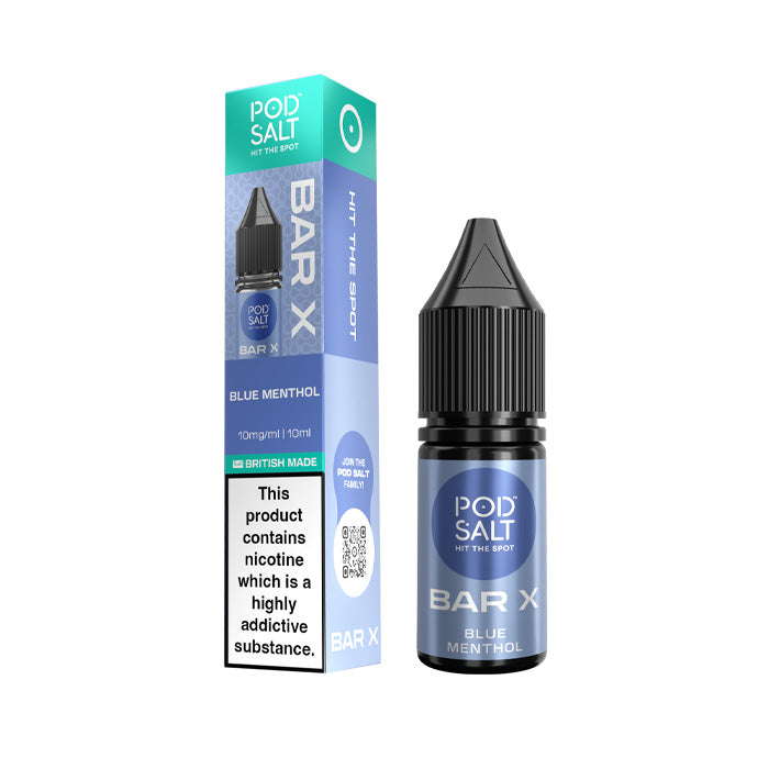 Blue Menthol Pod Salt Bar X 10ml Nic Salt E-Liquid and Box