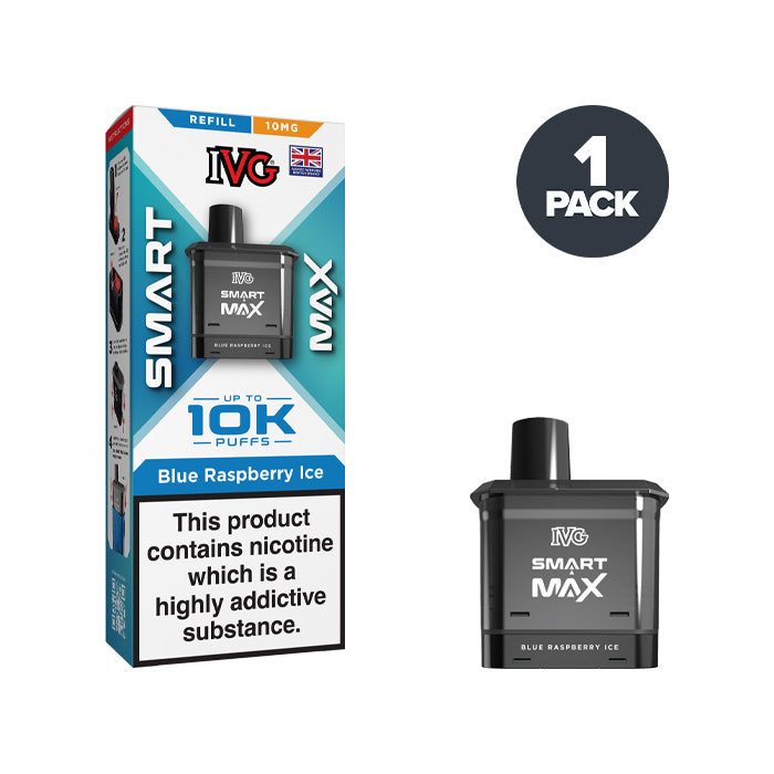 Blue Raspberry Ice 10mg IVG Smart Max Refill Pack and Box