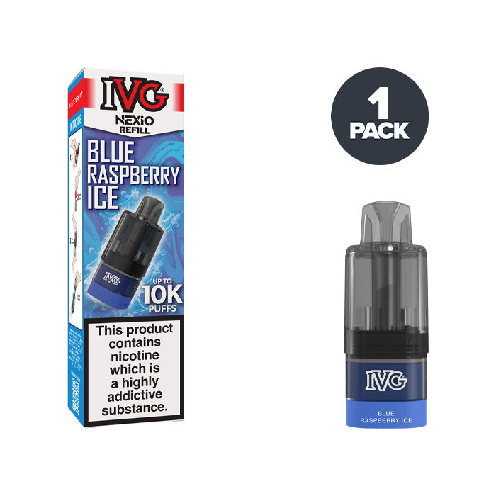 Blue Raspberry Ice IVG Nexio Refill Pack and Box