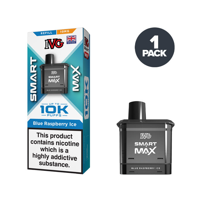 Blue Raspberry Ice IVG Smart Max 10mg Refill Pack and Box
