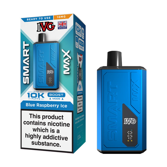 Blue Raspberry Ice IVG Smart Max 10mg Prefilled Pod Kit and Box