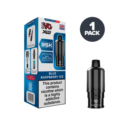 Blue Raspberry Ice IVG XL35 Prefilled Pod and Box