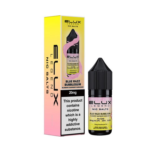 Blue Razz Bubblegum Elux 10ml Nic Salt E-Liquid and Box