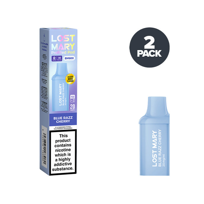 Blue Razz Cherry Lost Mary BM600 Prefilled Pod and Box