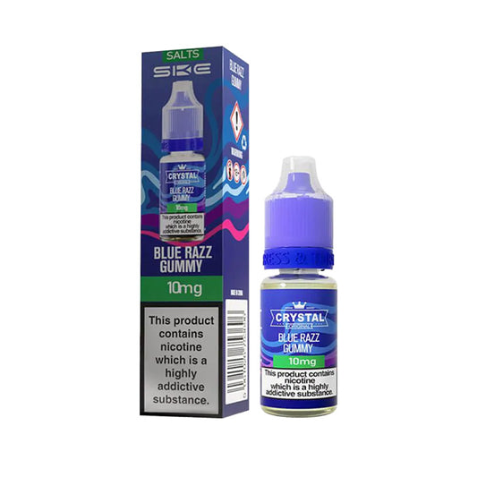 Blue Razz Gummy 10ml Nic Salt E-Liquid and Box by SKE Crystal