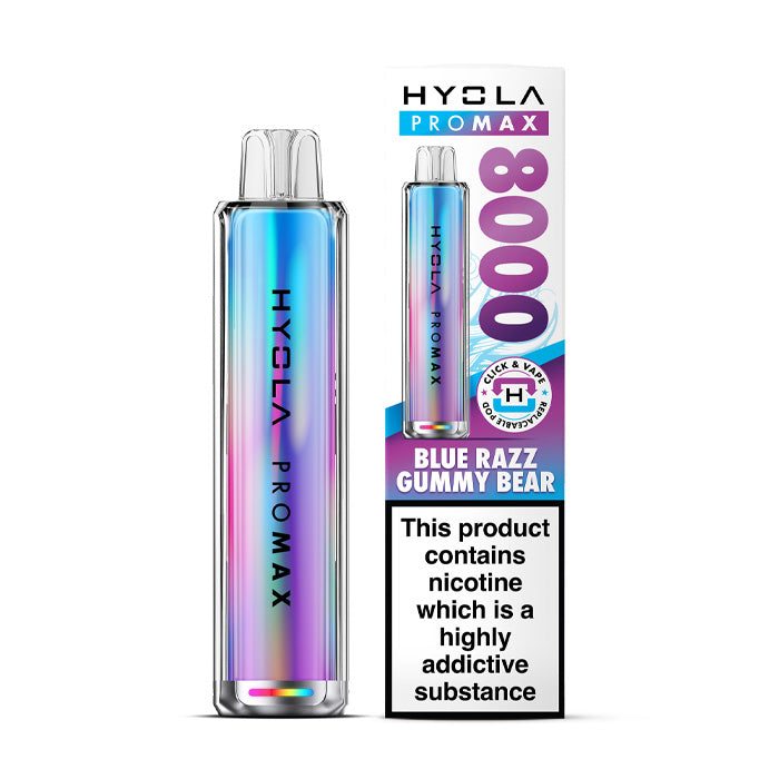 Blue Razz Gummy Bear Hyola Pro Max 8000 Prefilled Pod Kit and Box